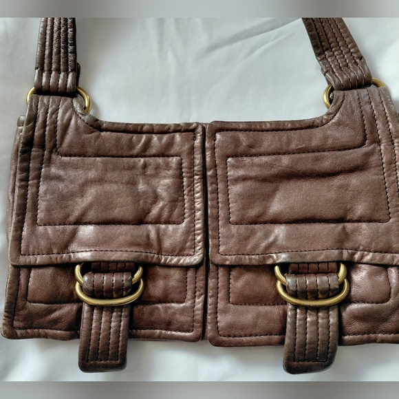 KOOBA metallic Bronze Leather, Shoulder Baguette, Tote, Y2K - Picture 4 of 8